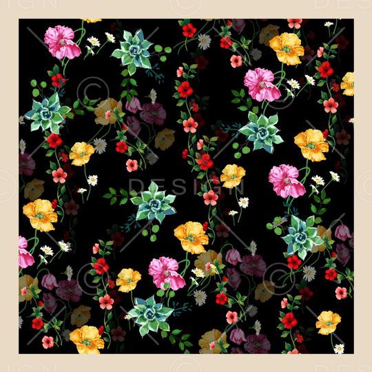 手绘花卉印花华亿平台图片