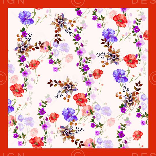 手绘花卉印花华亿平台图片