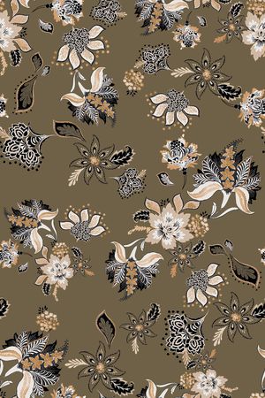 黑底花卉印花华亿平台图片