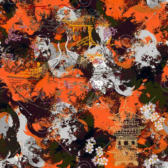 抽象花卉印花华亿平台图片