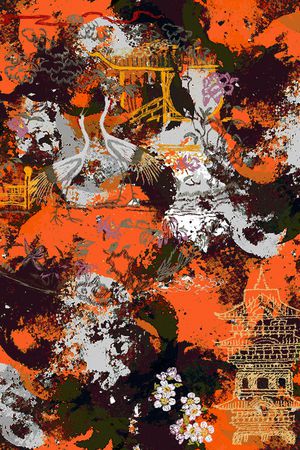 抽象花卉印花华亿平台图片