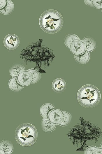 1255574-瓷器花卉线条抽象果盘