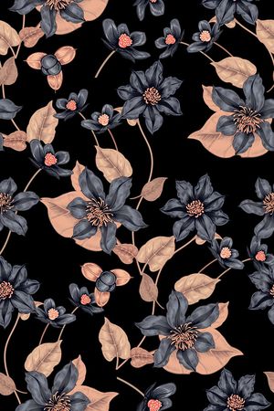 水彩花卉印花华亿平台图片