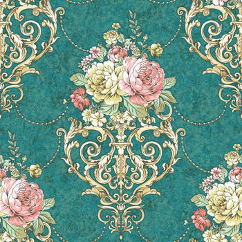 美式复古花纹印花华亿平台图片