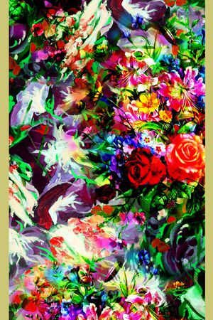 手绘花卉印花华亿平台图片