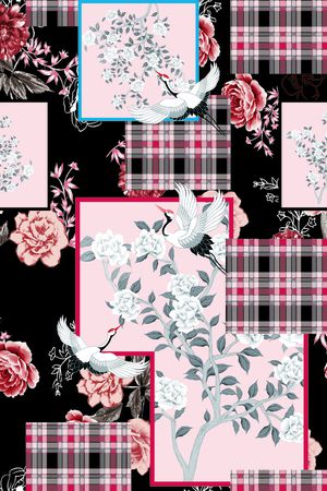 抽象花卉印花华亿平台图片