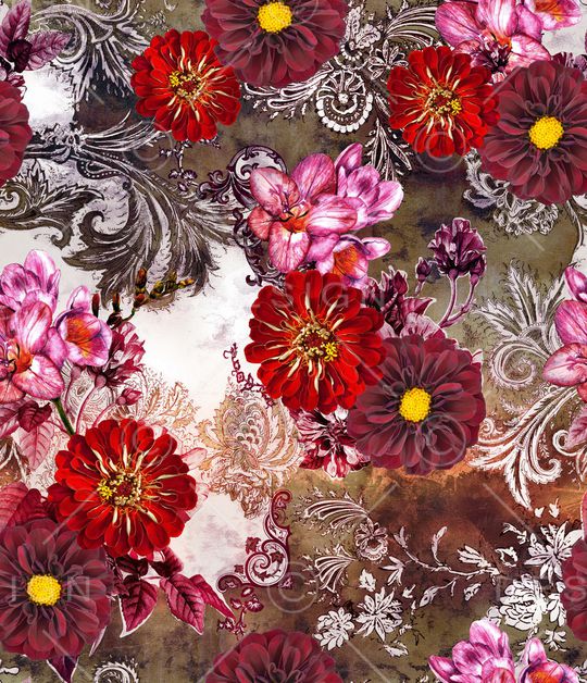 花卉印花华亿平台图片