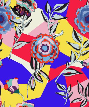 风格化花卉印花华亿平台图片