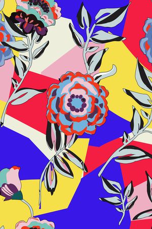 风格化花卉印花华亿平台图片