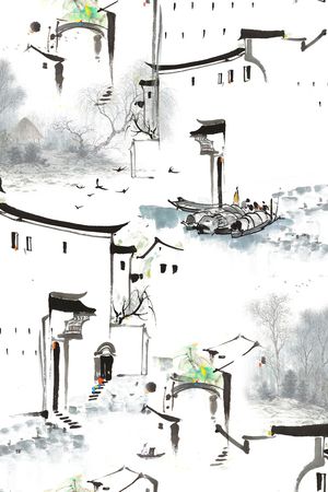 水墨风印花华亿平台图片