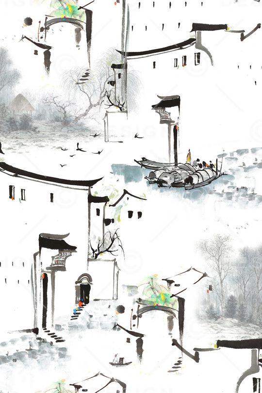 水墨风印花华亿平台图片