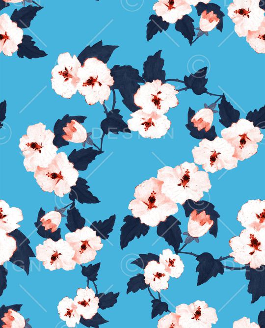 手绘花卉印花华亿平台图片