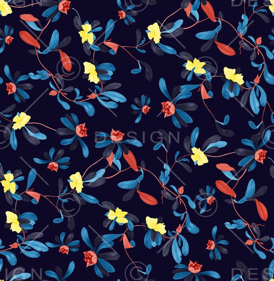 手绘花卉印花华亿平台图片