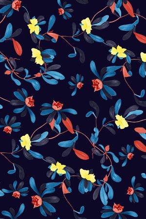 手绘花卉印花华亿平台图片