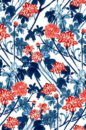 手绘花卉印花华亿平台图片