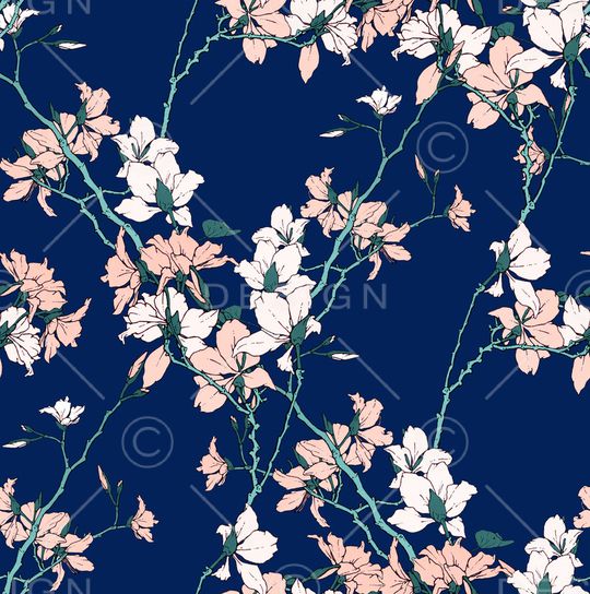 手绘花卉印花华亿平台图片