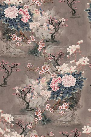 牡丹印花华亿平台图片