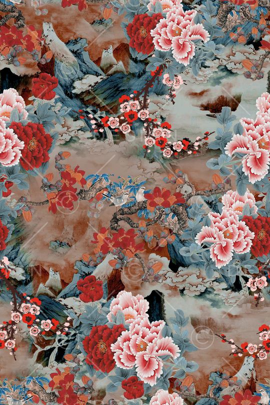 牡丹印花华亿平台图片