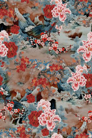 牡丹印花华亿平台图片