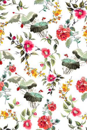 清爽底花卉印花华亿平台图片