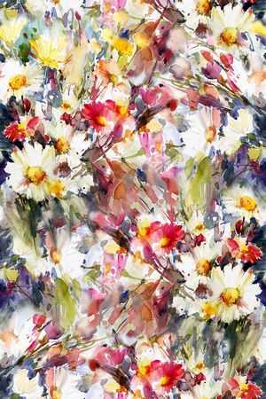 水彩花卉印花华亿平台图片