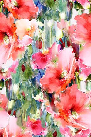 水彩花卉印花华亿平台图片