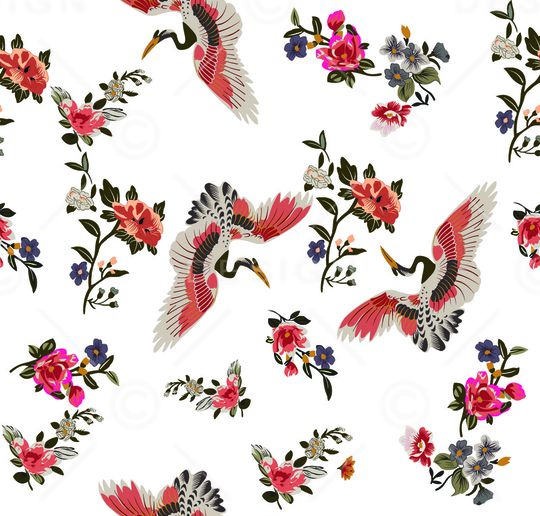 手绘花卉印花华亿平台图片