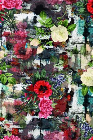 水彩花卉印花华亿平台图片