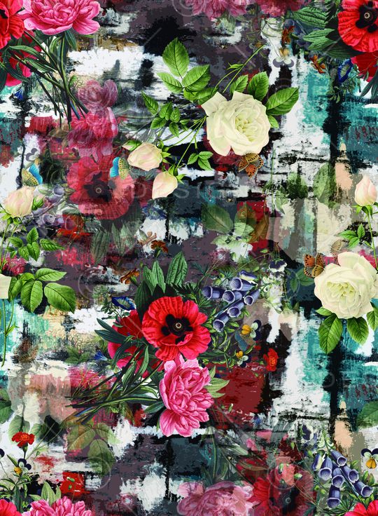 水彩花卉印花华亿平台图片