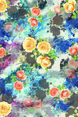 水彩花卉印花华亿平台图片