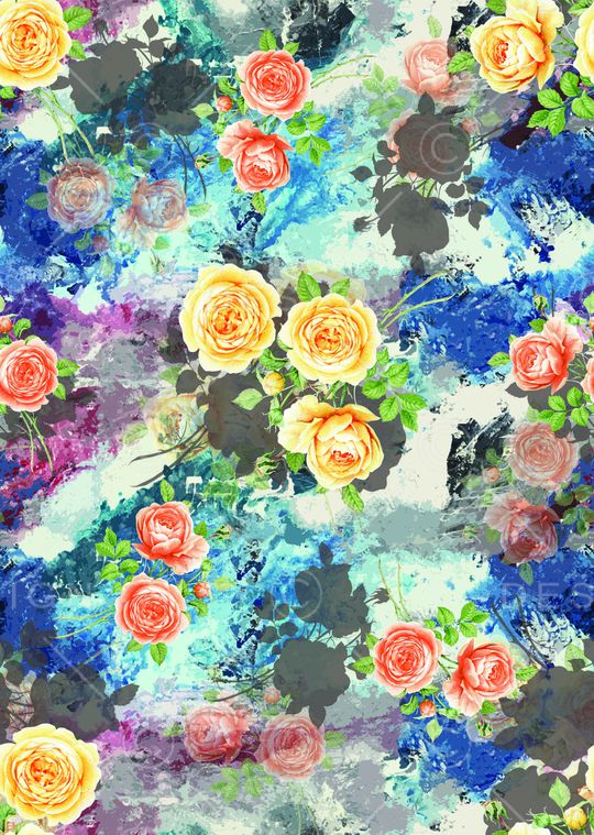 水彩花卉印花华亿平台图片