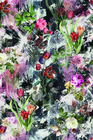 水彩花卉印花华亿平台图片