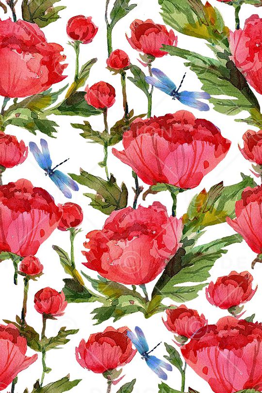 水彩花卉印花华亿平台图片