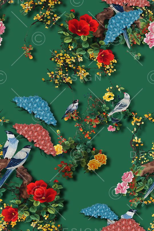 花鸟印花华亿平台图片