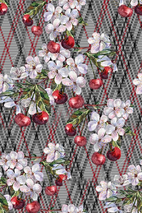 线条花卉印花华亿平台图片