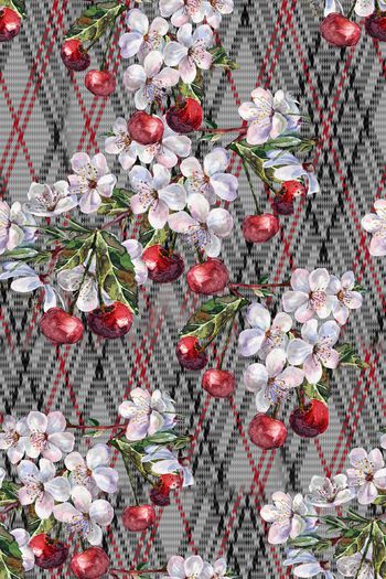 线条花卉印花华亿平台图片