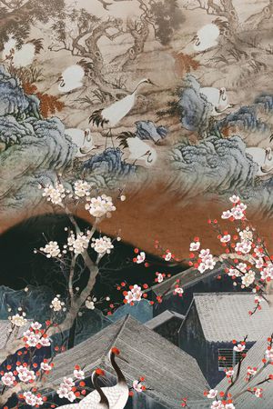 中国风定位花印花华亿平台图片