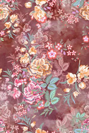 彩底花卉印花华亿平台图片