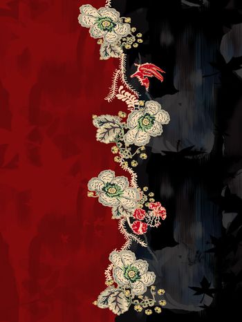 民族花卉印花华亿平台图片