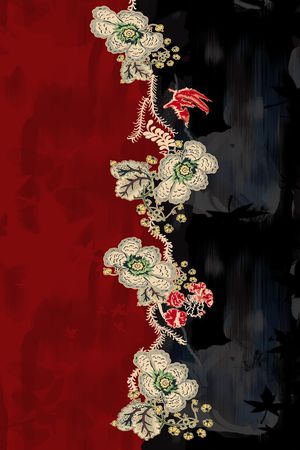 民族花卉印花华亿平台图片