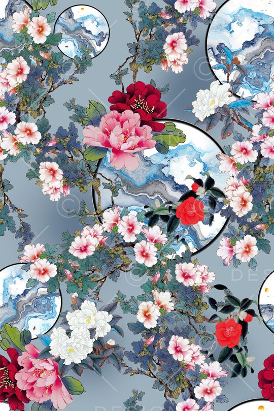 牡丹印花华亿平台图片