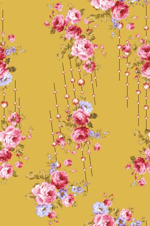 清爽底花卉印花华亿平台图片