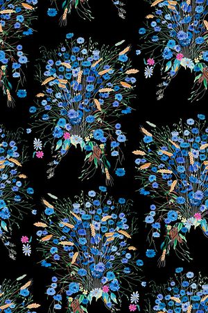 黑底花卉印花华亿平台图片