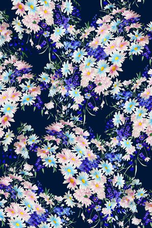 黑底花卉印花华亿平台图片