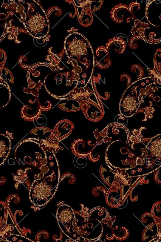 黑底花卉印花华亿平台图片