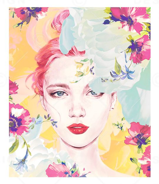 水彩花卉印花华亿平台图片