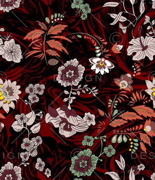 抽象花卉印花华亿平台图片