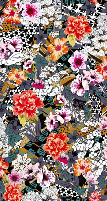 几何花卉印花华亿平台图片