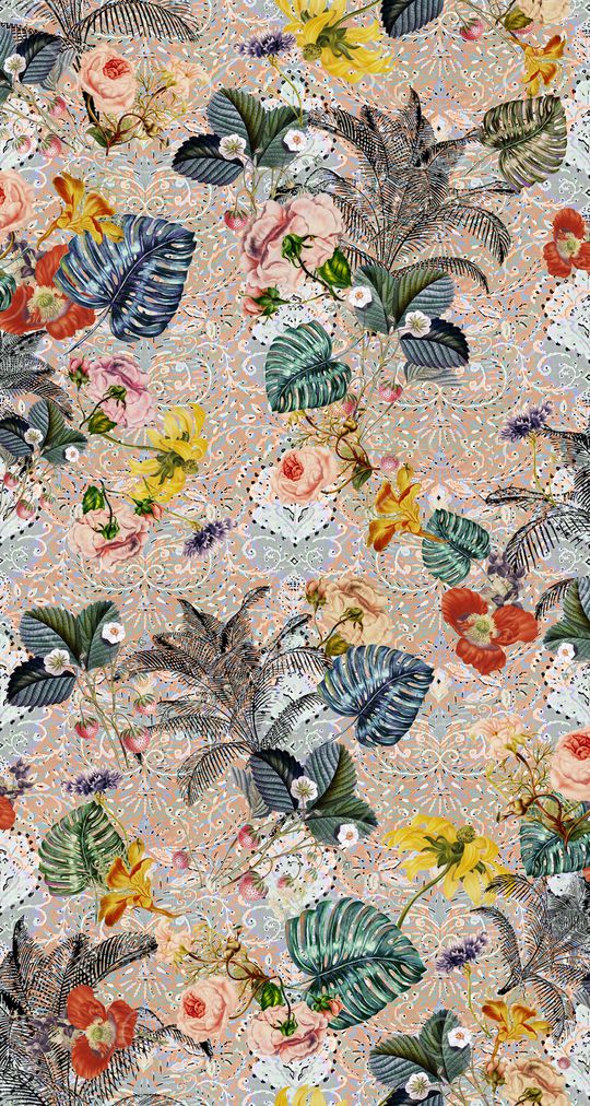 民族花卉印花华亿平台图片