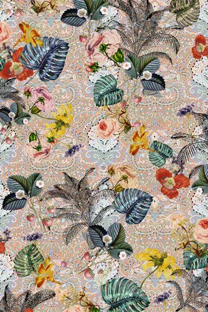 民族花卉印花华亿平台图片